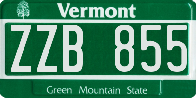 VT license plate ZZB855