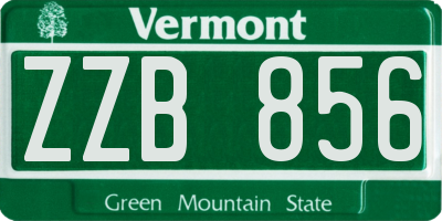 VT license plate ZZB856
