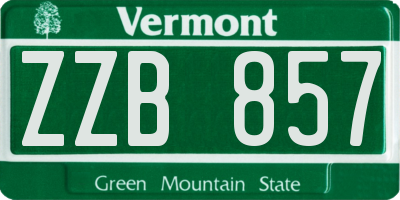 VT license plate ZZB857