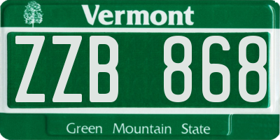 VT license plate ZZB868