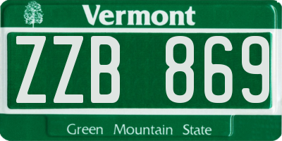VT license plate ZZB869