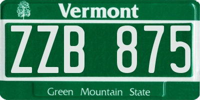 VT license plate ZZB875