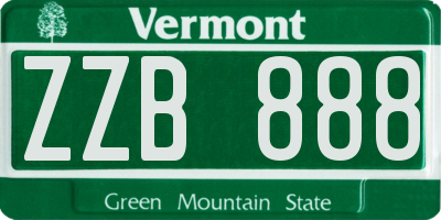 VT license plate ZZB888