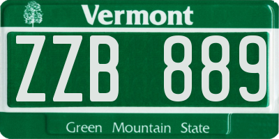 VT license plate ZZB889