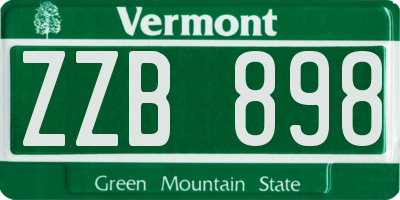 VT license plate ZZB898
