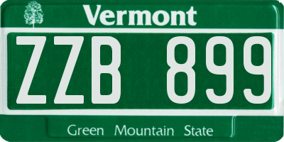 VT license plate ZZB899