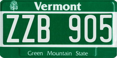 VT license plate ZZB905