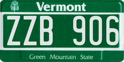 VT license plate ZZB906