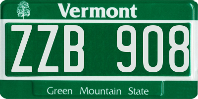 VT license plate ZZB908