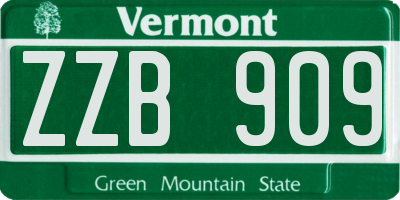 VT license plate ZZB909