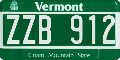 VT license plate ZZB912