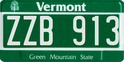 VT license plate ZZB913