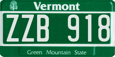 VT license plate ZZB918