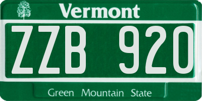 VT license plate ZZB920