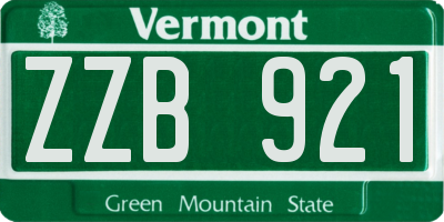 VT license plate ZZB921