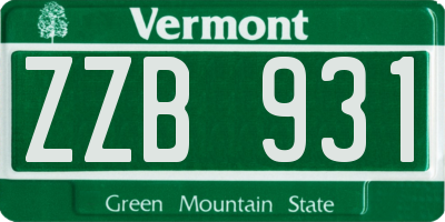 VT license plate ZZB931