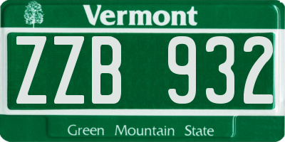 VT license plate ZZB932