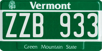 VT license plate ZZB933