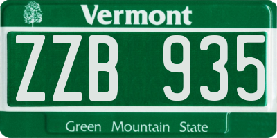 VT license plate ZZB935