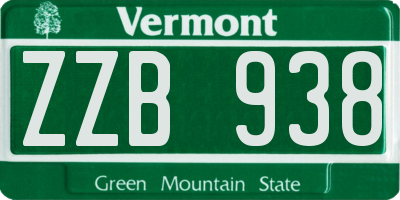 VT license plate ZZB938