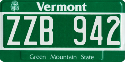 VT license plate ZZB942