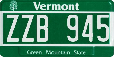 VT license plate ZZB945