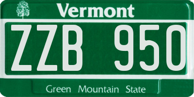 VT license plate ZZB950