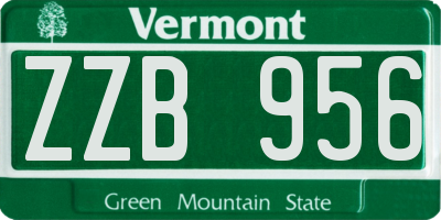 VT license plate ZZB956