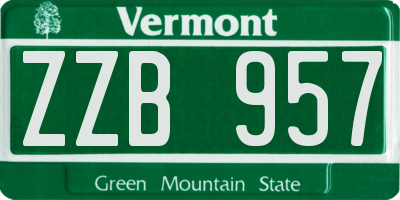 VT license plate ZZB957