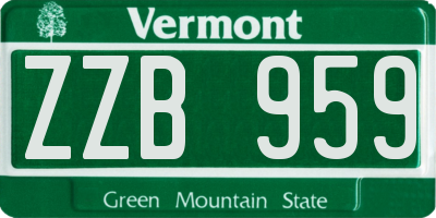 VT license plate ZZB959