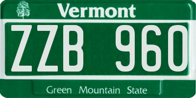VT license plate ZZB960