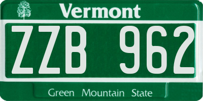VT license plate ZZB962