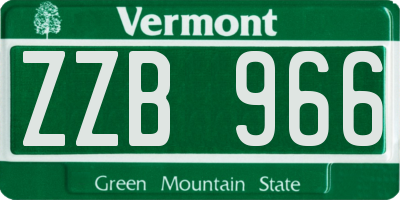 VT license plate ZZB966
