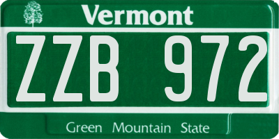 VT license plate ZZB972