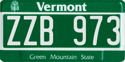 VT license plate ZZB973