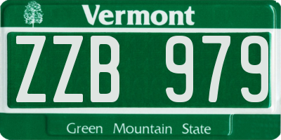 VT license plate ZZB979