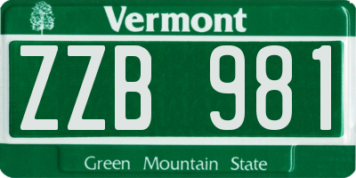 VT license plate ZZB981