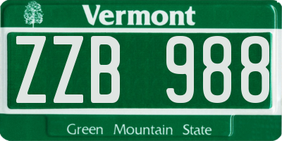 VT license plate ZZB988