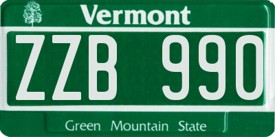 VT license plate ZZB990