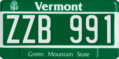 VT license plate ZZB991