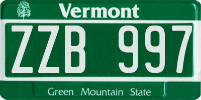 VT license plate ZZB997