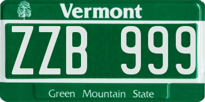 VT license plate ZZB999