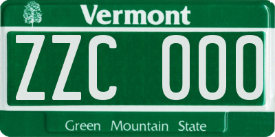 VT license plate ZZC000