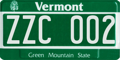 VT license plate ZZC002