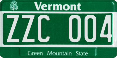 VT license plate ZZC004