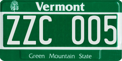 VT license plate ZZC005