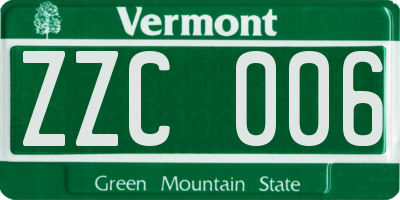 VT license plate ZZC006
