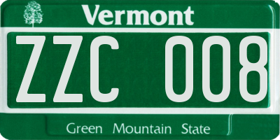 VT license plate ZZC008
