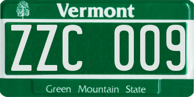 VT license plate ZZC009