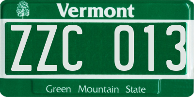 VT license plate ZZC013